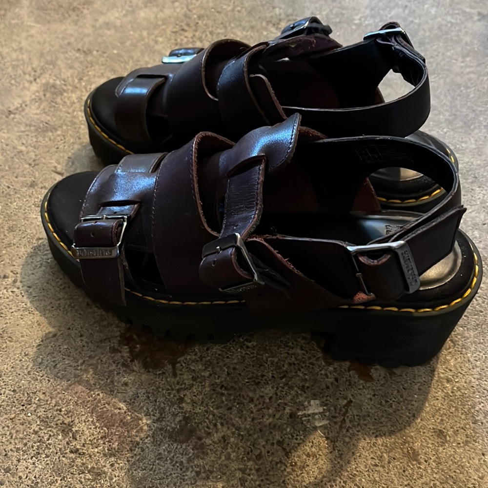 Dr. Marten’s monk strap Ariel sandals 8 39 burgundy chunky heel